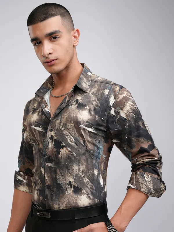 Highlander Men Multi Printed Slim Fit Casual Shirt