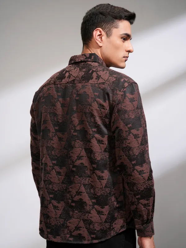Highlander Men Black Printed Relaxed Fit Casual Shirt