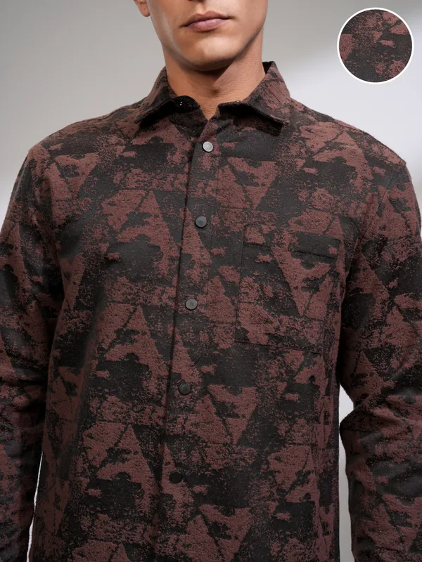 Highlander Men Black Printed Relaxed Fit Casual Shirt