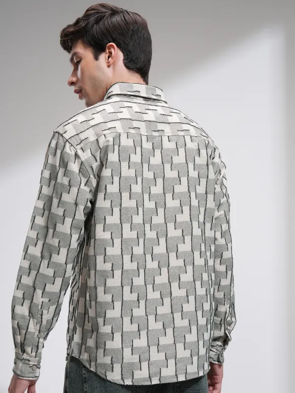Highlander Men Sage Printed Relaxed Fit Casual Shirt