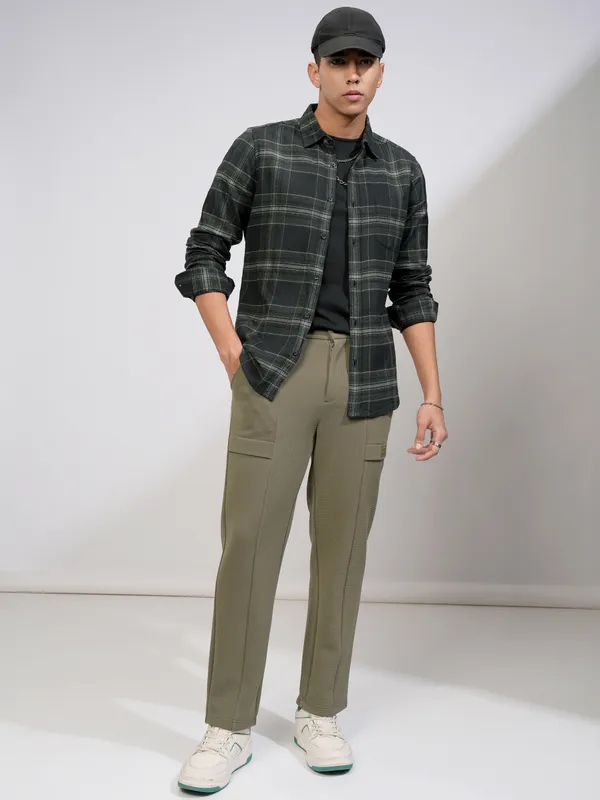 Highlander Men Black Checked Slim Fit Casual Shirt