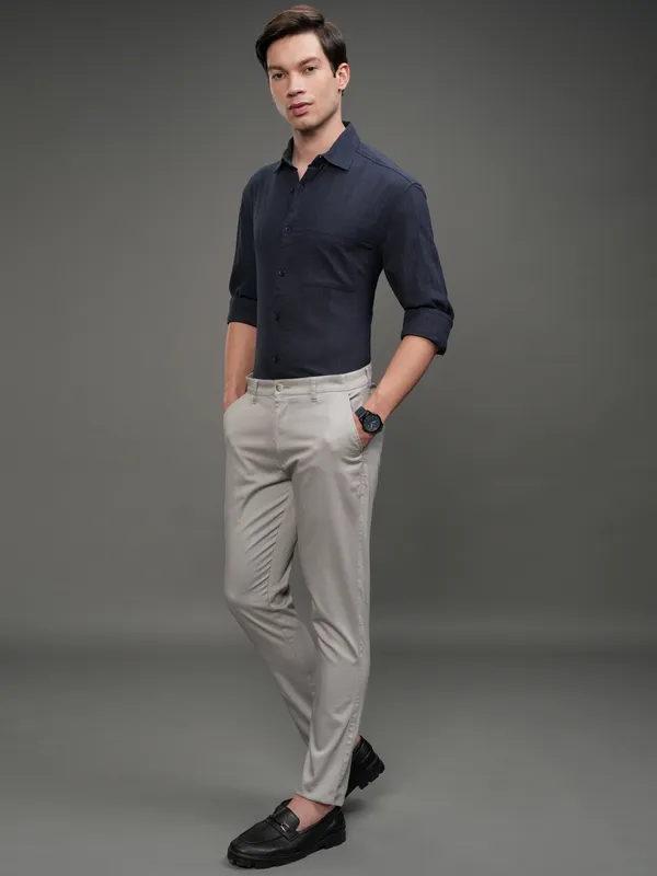 Highlander Men Navy Blue Striped Relaxed Casual Shirt