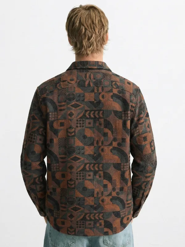 Highlander Men Black Printed Relaxed Fit Casual Shirt