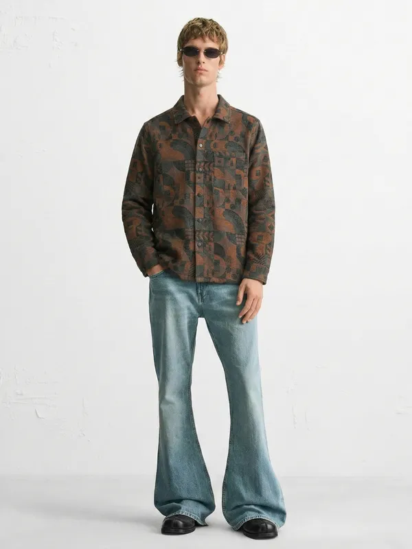 Highlander Men Black Printed Relaxed Fit Casual Shirt