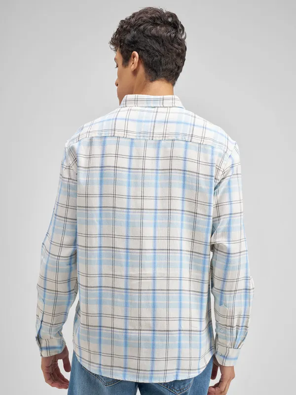 Highlander Men Blue Checked Regular Fit Casual Shirt