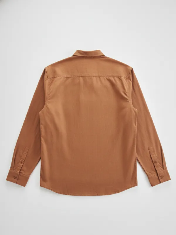 Highlander Men Orange Solid Relaxed Fit Casual Shirt