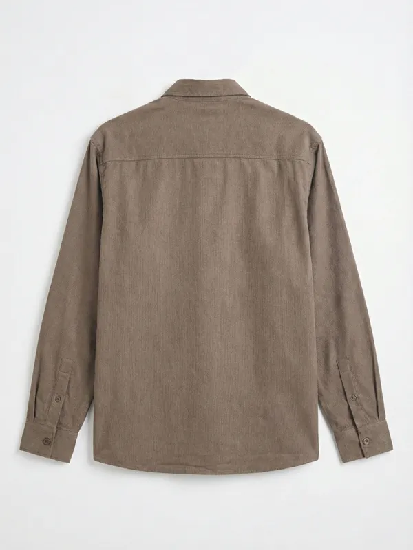 Highlander Men Khaki Self Design Relaxed Fit Casual Shirt