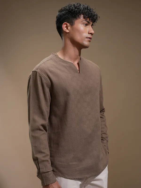 Highlander Men Brown Checked Relaxed Fit Casual Shirt
