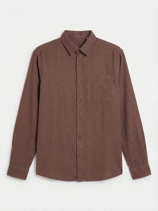 Highlander Men Brown Striped Relaxed Fit Casual Shirt