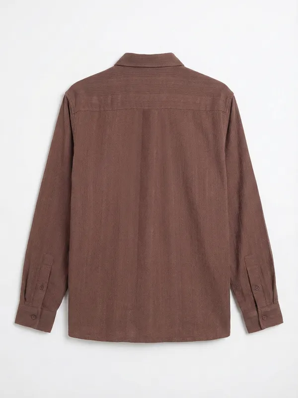 Highlander Men Brown Striped Relaxed Fit Casual Shirt