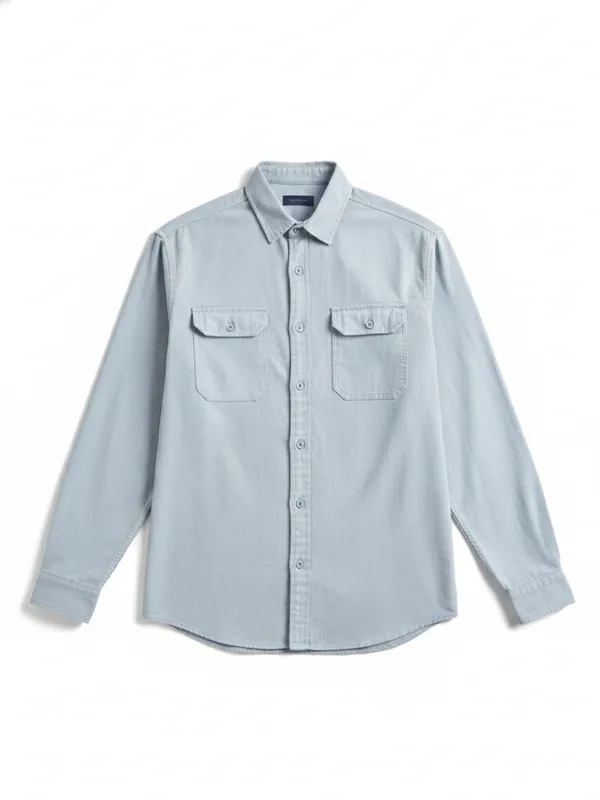 Highlander Men Blue Self Design Relaxed Fit Casual Shirt