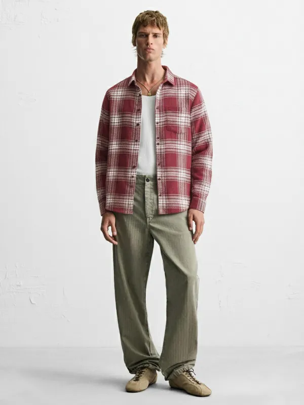 Highlander Men Red Checked Relaxed Fit Casual Shirt