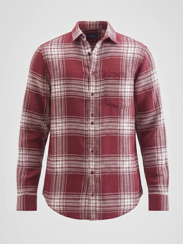 Highlander Men Red Checked Relaxed Fit Casual Shirt
