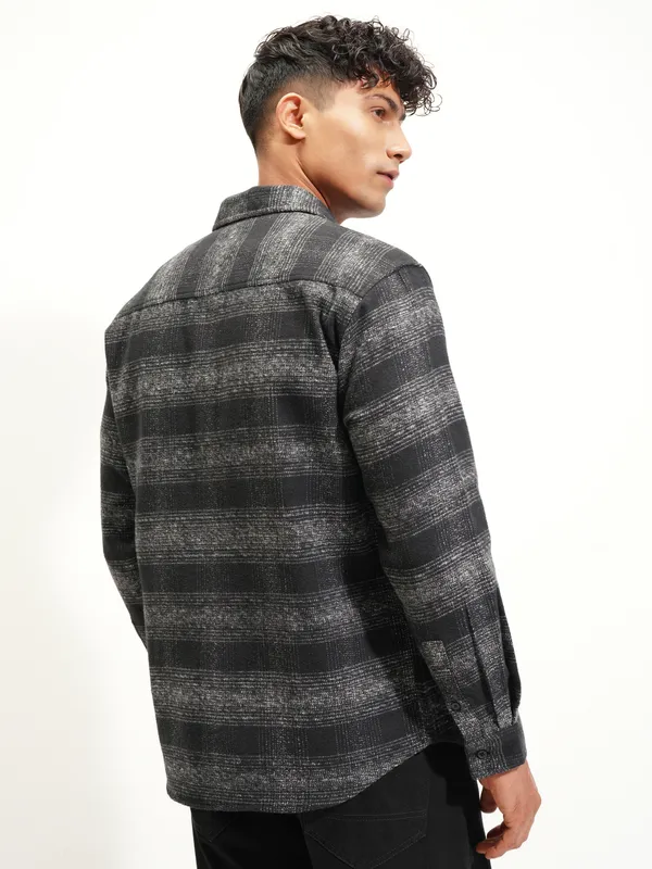 Highlander Men Black Checked Relaxed Fit Casual Shirt