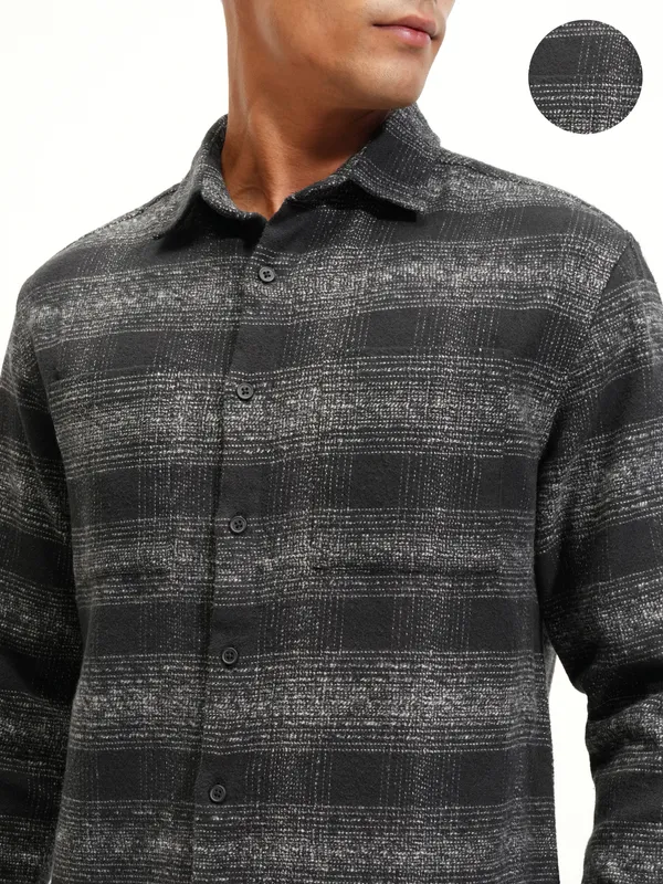 Highlander Men Black Checked Relaxed Fit Casual Shirt