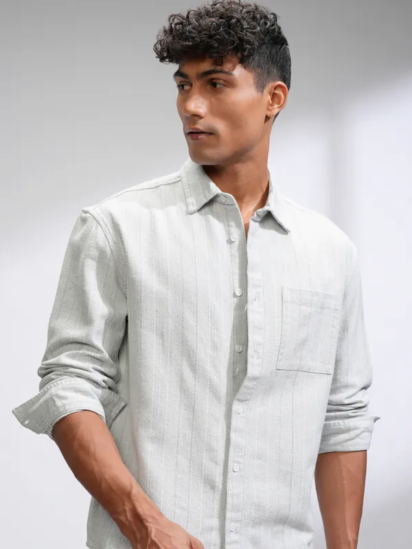 Highlander Men Blue Striped Relaxed Fit Casual Shirt