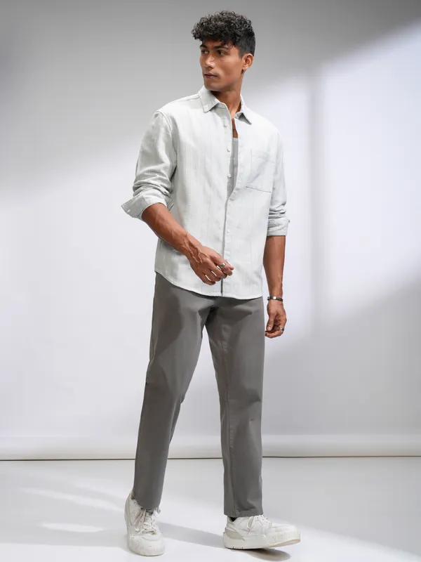 Highlander Men Blue Striped Relaxed Fit Casual Shirt