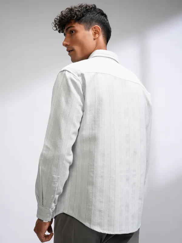 Highlander Men Blue Striped Relaxed Fit Casual Shirt