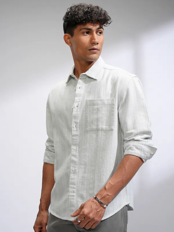 Highlander Men Blue Striped Relaxed Fit Casual Shirt