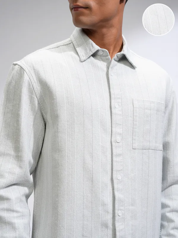 Highlander Men Blue Striped Relaxed Fit Casual Shirt