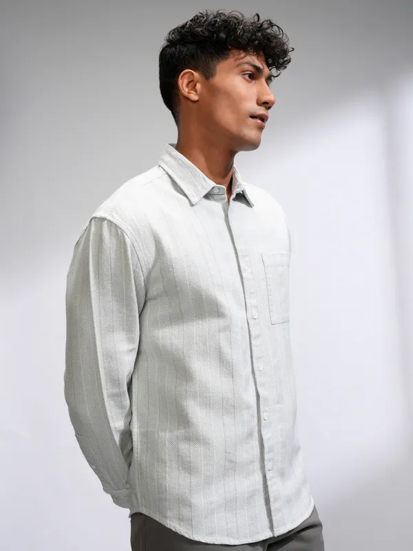 Highlander Men Blue Striped Relaxed Fit Casual Shirt