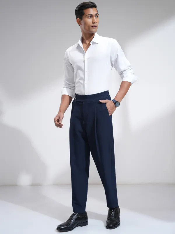 Highlander Men White Textured Slim Fit Casual Shirt