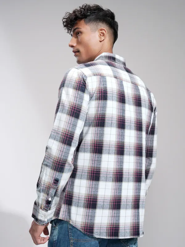 Highlander Men Maroon Checked Slim Fit Casual Shirt