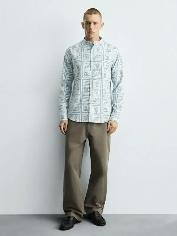 Highlander Men Blue Printed Relaxed Fit Casual Shirt