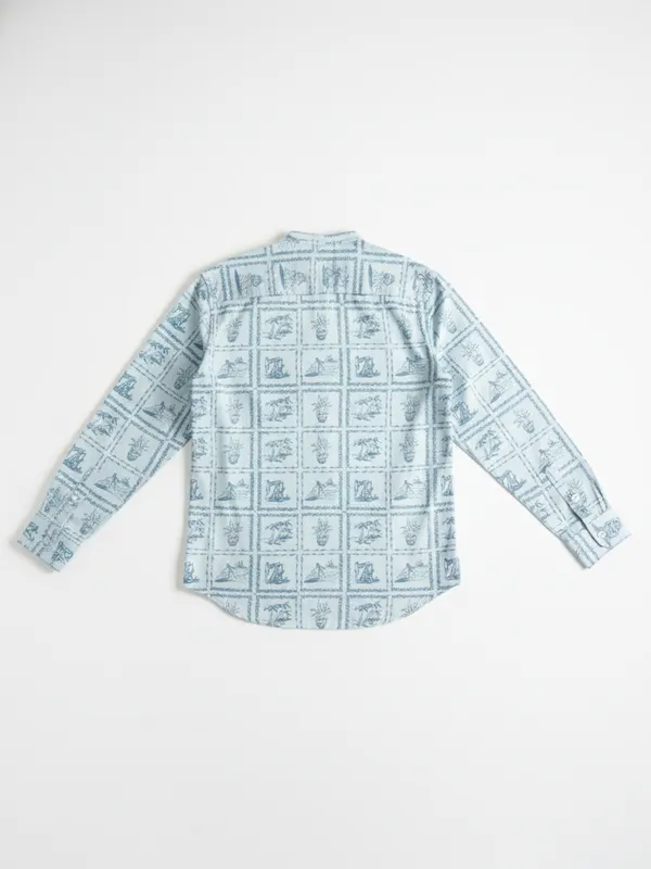 Highlander Men Blue Printed Relaxed Fit Casual Shirt