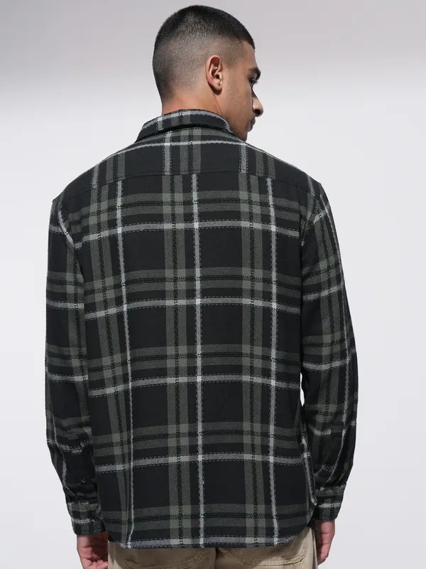 Highlander Men Black Checked Relaxed Fit Casual Shirt