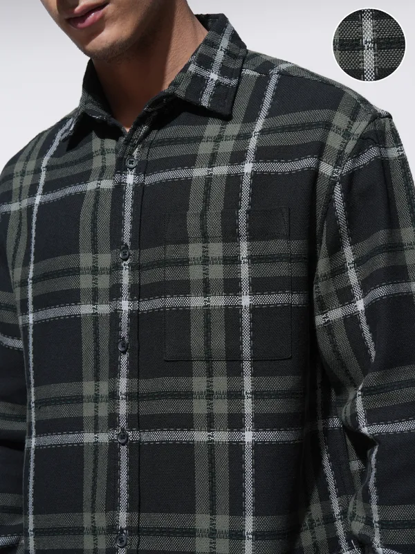 Highlander Men Black Checked Relaxed Fit Casual Shirt