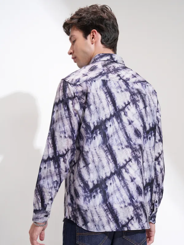 Highlander Men Purple Printed Relaxed Fit Casual Shirt