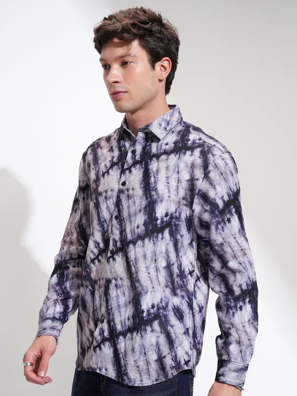 Highlander Men Purple Printed Relaxed Fit Casual Shirt