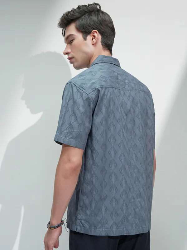 Highlander Men Blue Printed Relaxed Fit Casual Shirt