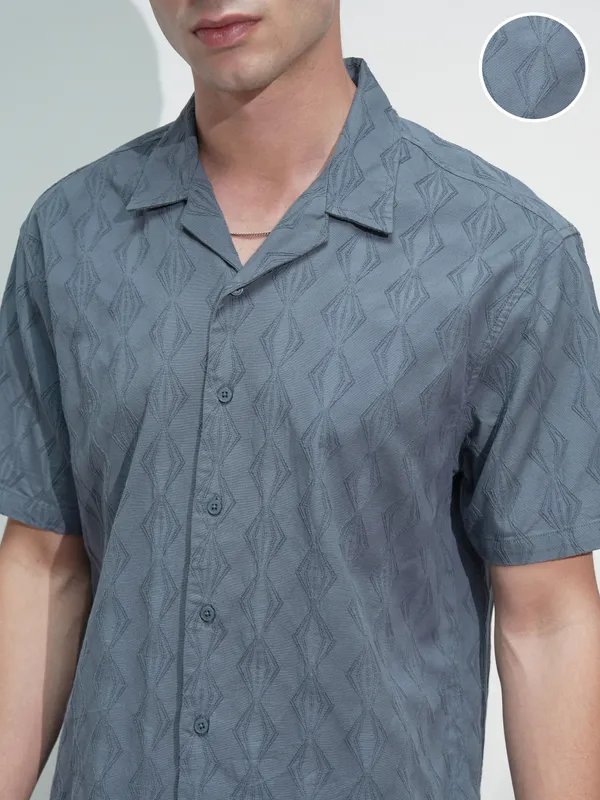 Highlander Men Blue Printed Relaxed Fit Casual Shirt