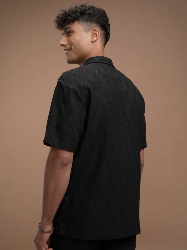 Highlander Men Black Relaxed Fit Casual Shirt