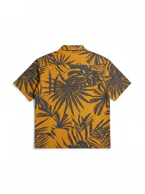 Highlander Men Orange Printed Relaxed Fit Casual Shirt