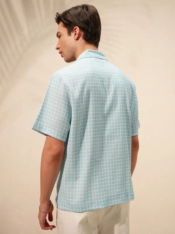 Highlander Men Blue Checked Boxy Fit Casual Shirt