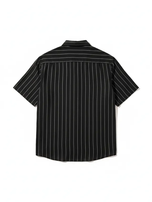 Highlander Men Black Striped Relaxed Fit Casual Shirt
