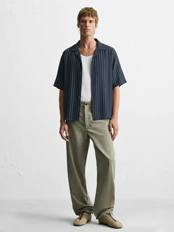 Highlander Men Blue Striped Relaxed Fit Casual Shirt