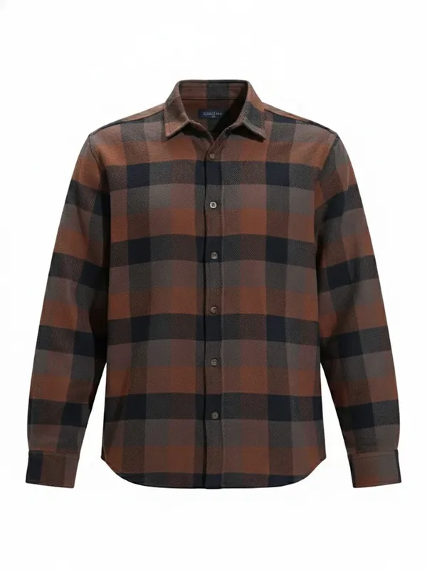 Highlander Men Brown Checked Relaxed Fit Casual Shirt