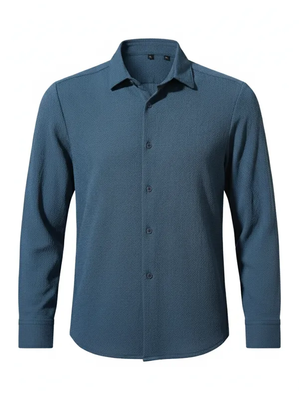 Highlander Men Navy Blue Self Design Slim Fit Casual Shirt