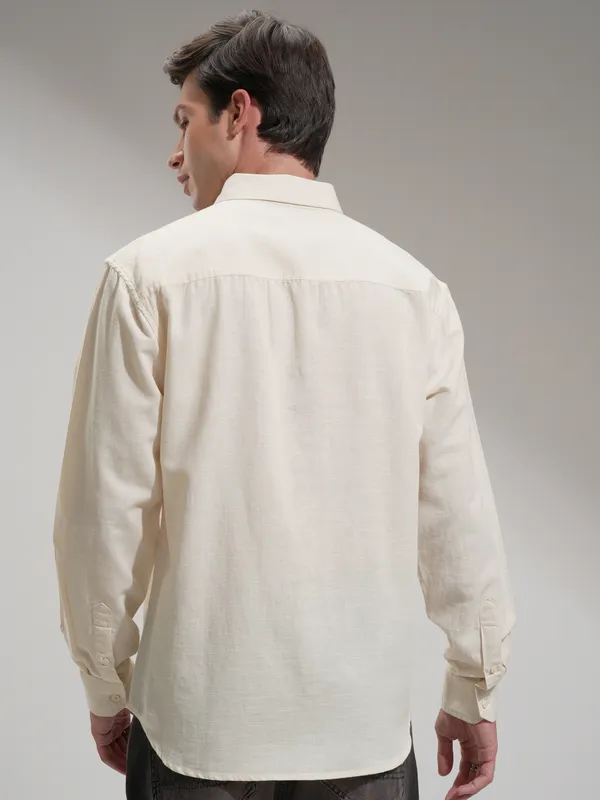 Highlander Men Blue Self Design Relaxed Fit Casual Shirt