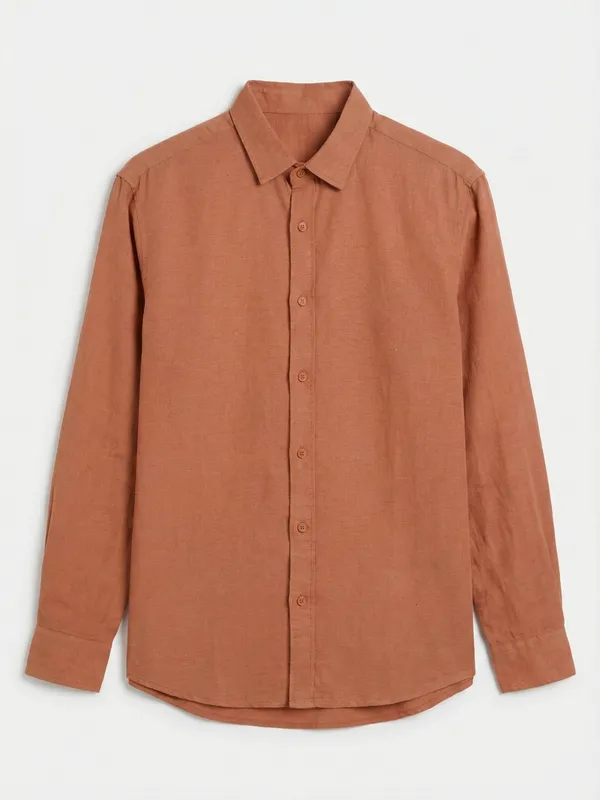Highlander Men Rust Self Design Relaxed Fit Casual Shirt