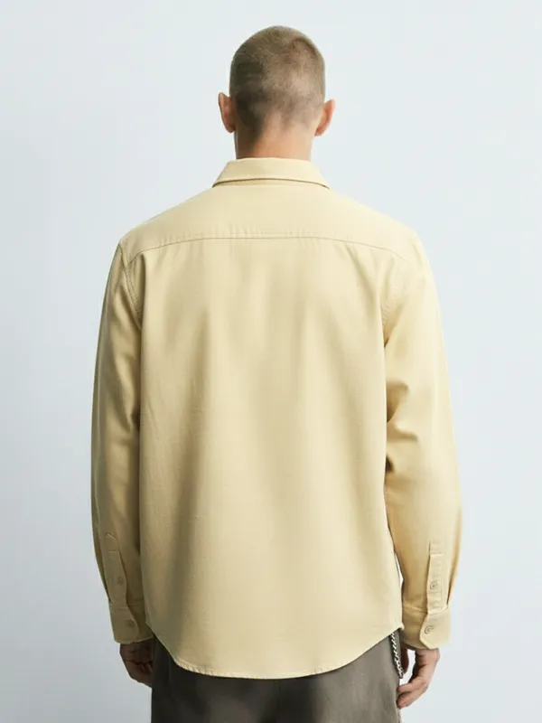 Highlander Men Yellow Self Design Relaxed Fit Casual Shirt