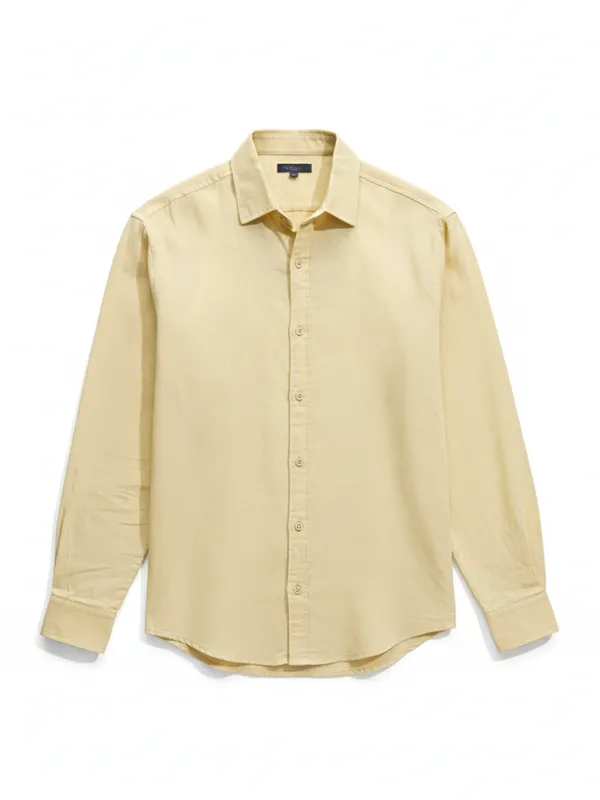 Highlander Men Yellow Self Design Relaxed Fit Casual Shirt