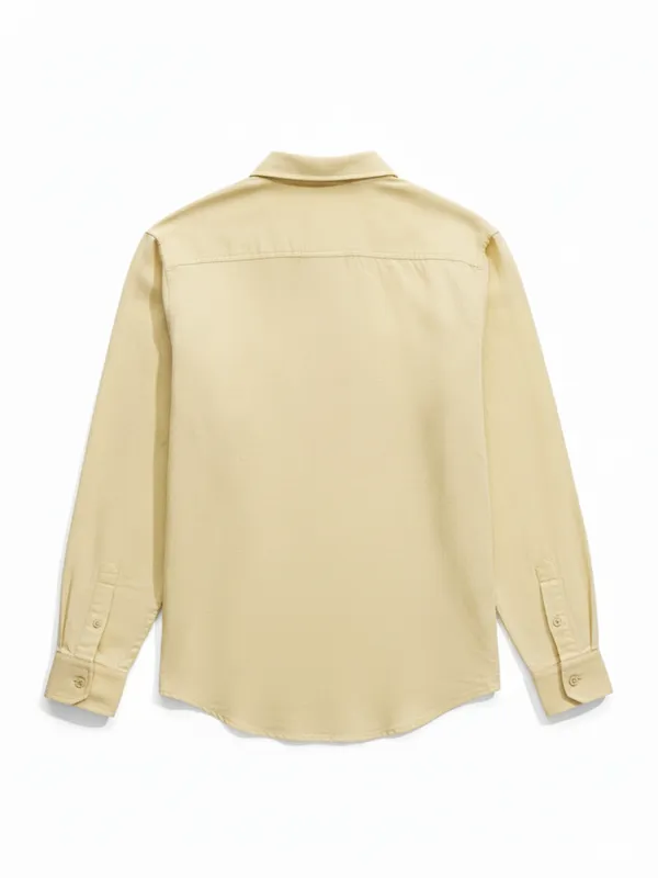 Highlander Men Yellow Self Design Relaxed Fit Casual Shirt