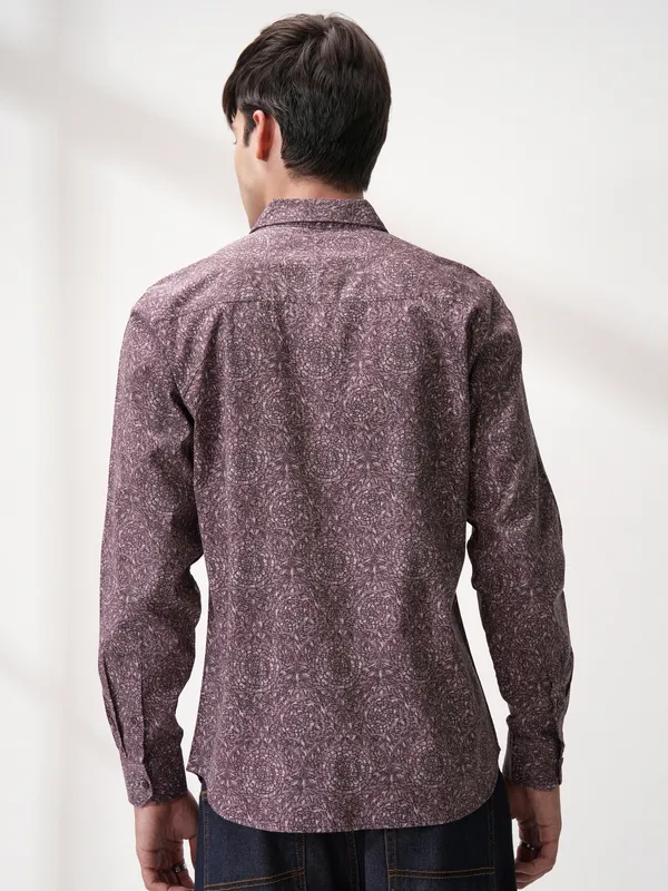 Highlander Men Purple Printed Slim Fit Casual Shirt