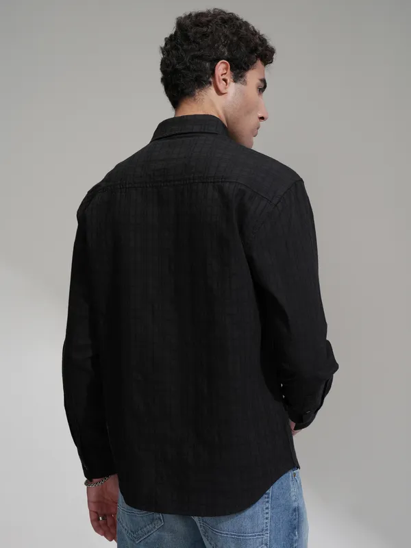 Highlander Men Black Checked Relaxed Fit Casual Shirt