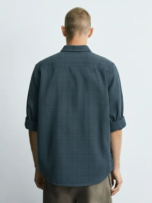 Highlander Men Blue Checked Relaxed Fit Casual Shirt